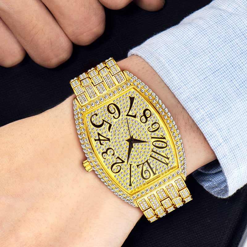 84 Men's Fashion Diamonds Barrel Quartz Watch