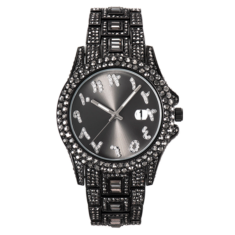 77 Men's Metal Quartz Watch With Diamonds