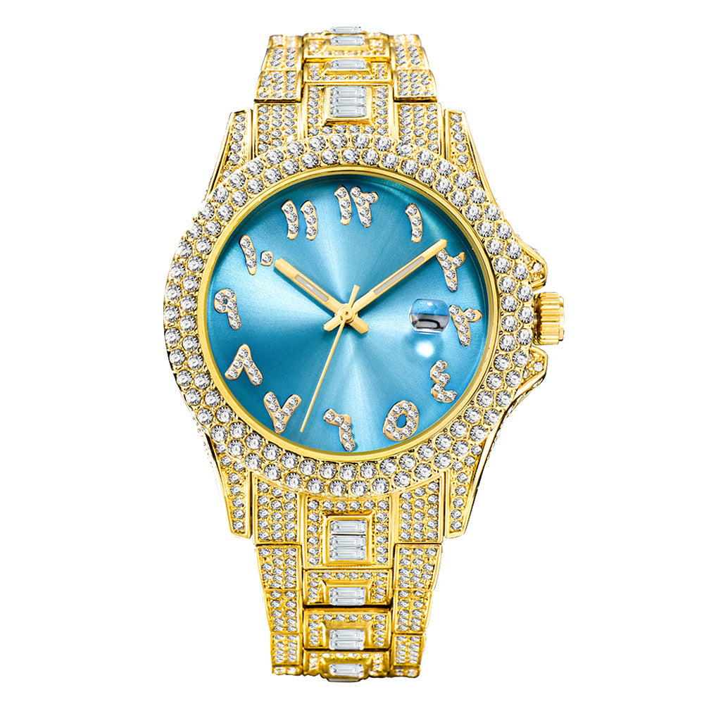 77 Men's Metal Quartz Watch With Diamonds