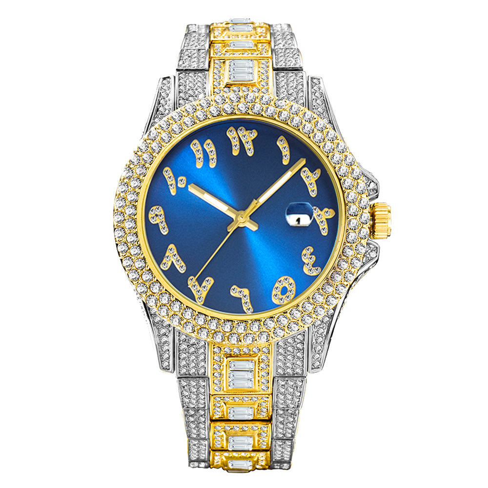 77 Men's Metal Quartz Watch With Diamonds