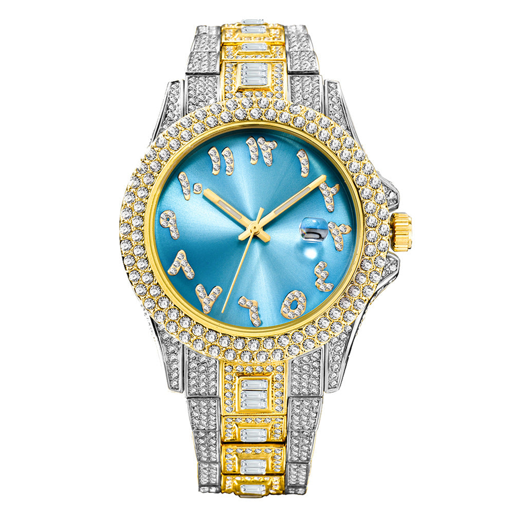77 Men's Metal Quartz Watch With Diamonds