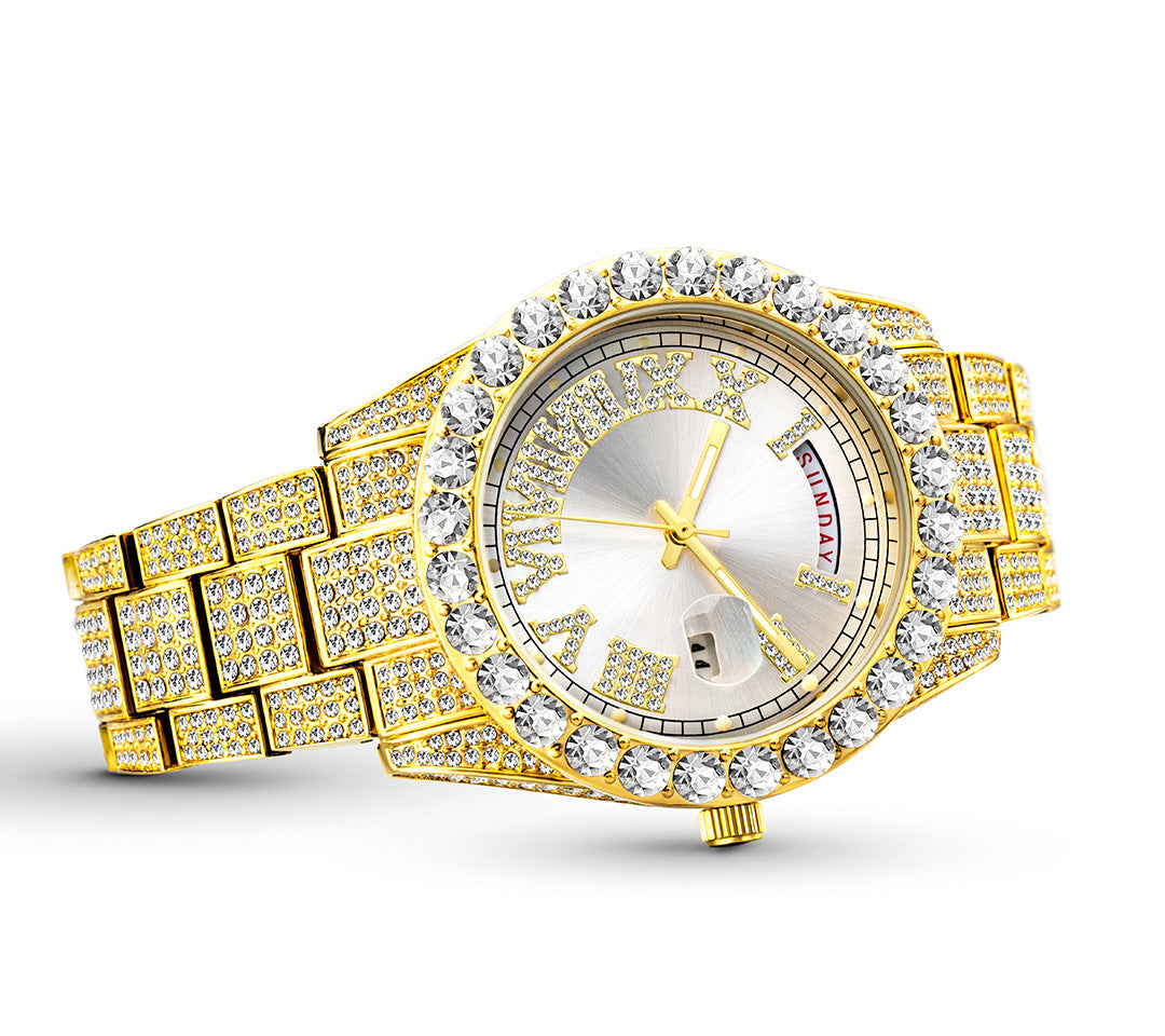 75 Men's Round Quartz Watch With Diamonds