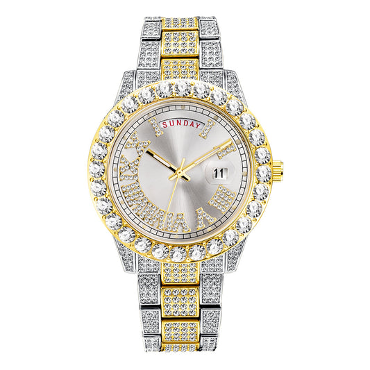 75 Men's Round Quartz Watch With Diamonds
