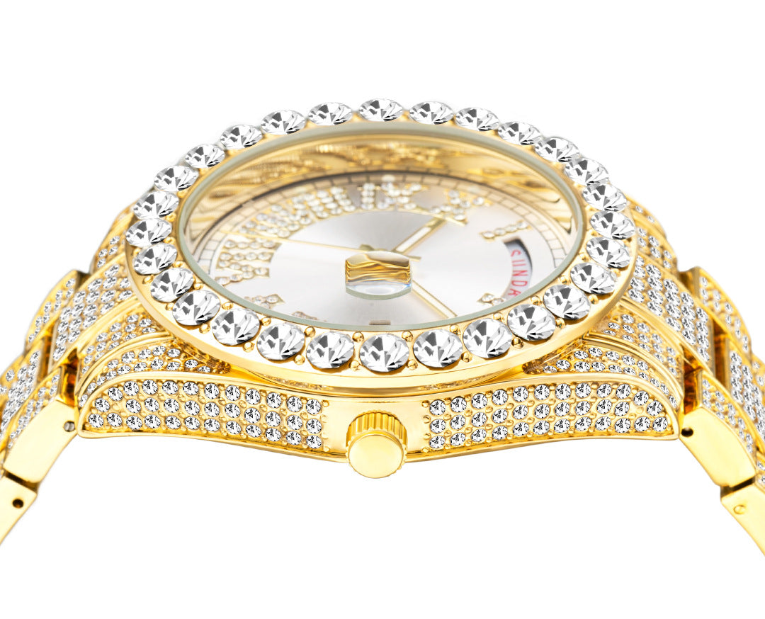 75 Men's Round Quartz Watch With Diamonds
