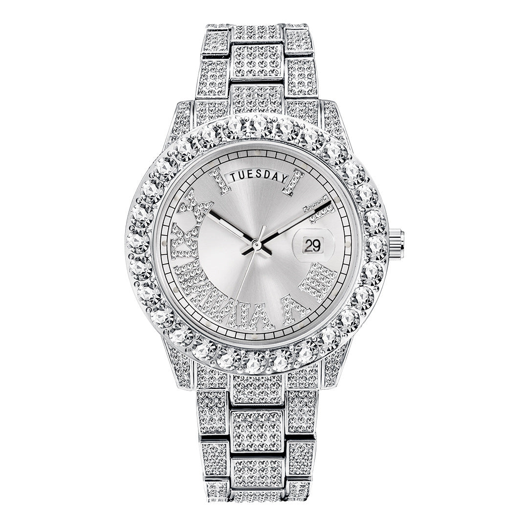 75 Men's Round Quartz Watch With Diamonds