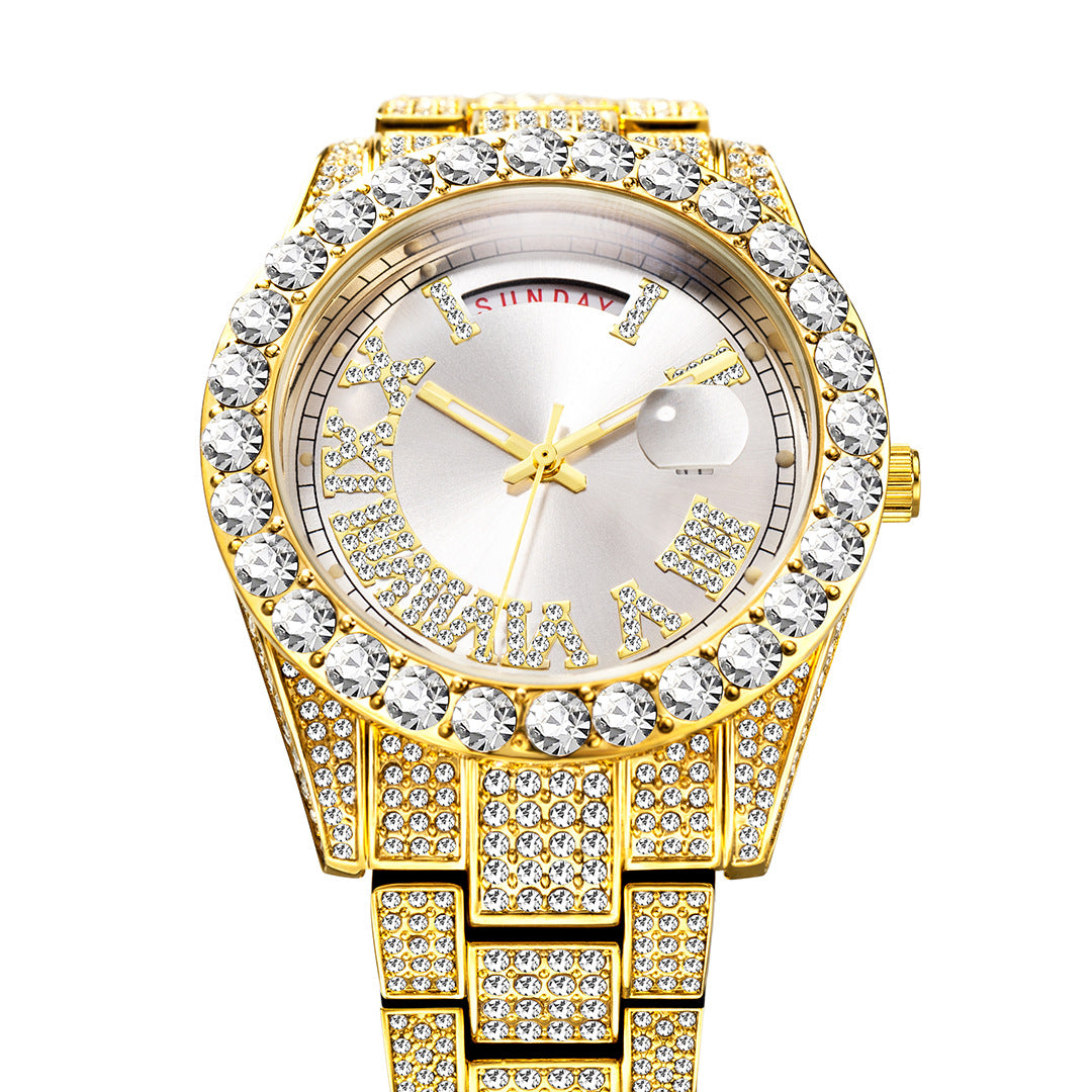 75 Men's Round Quartz Watch With Diamonds