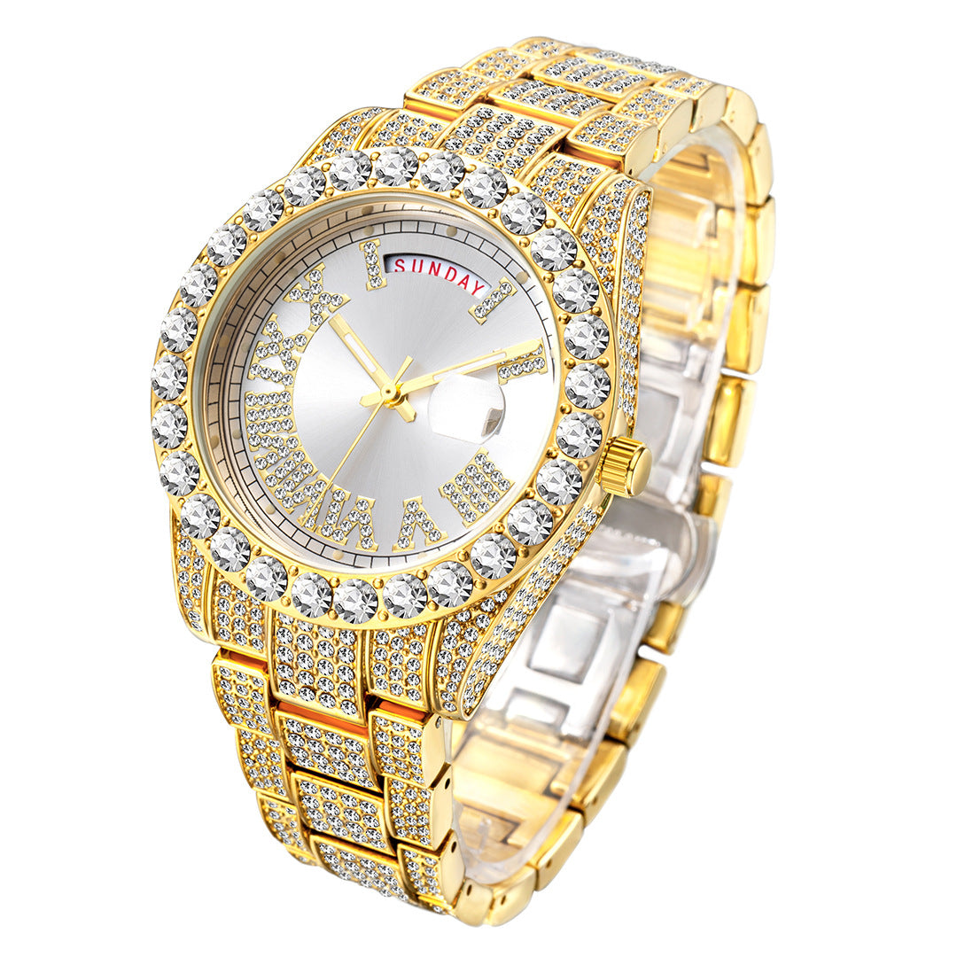 75 Men's Round Quartz Watch With Diamonds