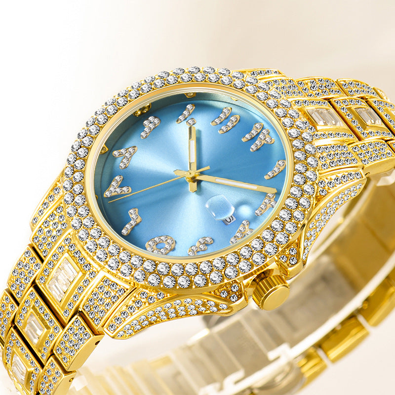 77 Men's Metal Quartz Watch With Diamonds