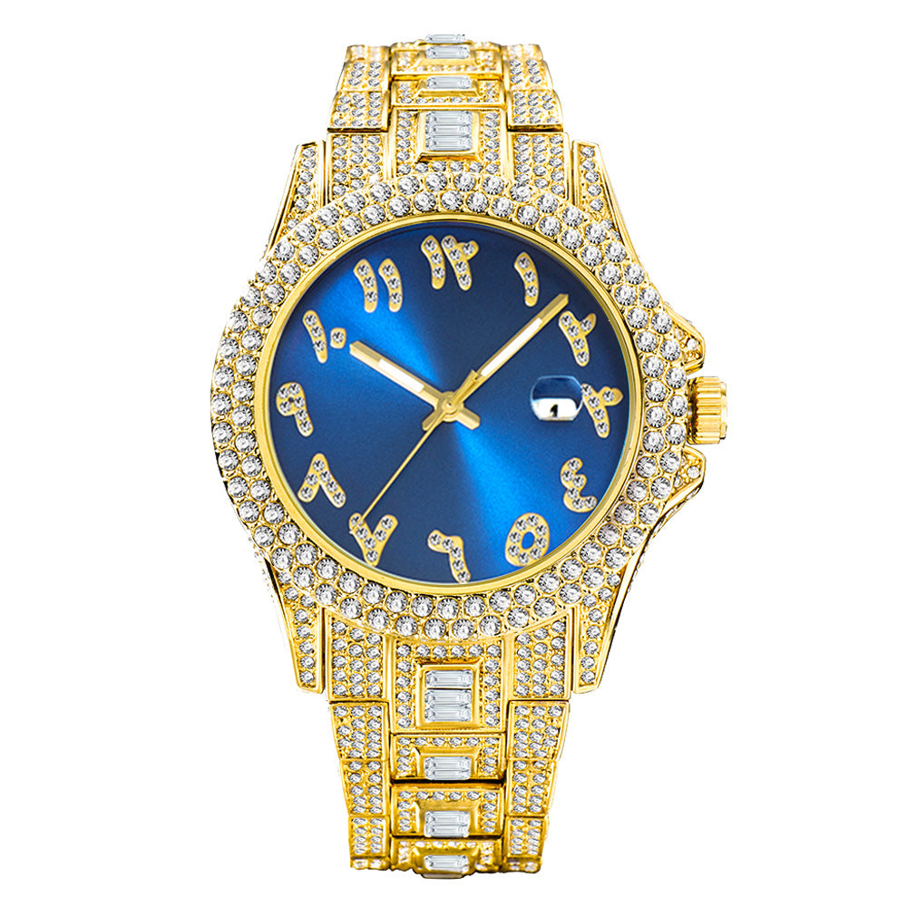 77 Men's Metal Quartz Watch With Diamonds