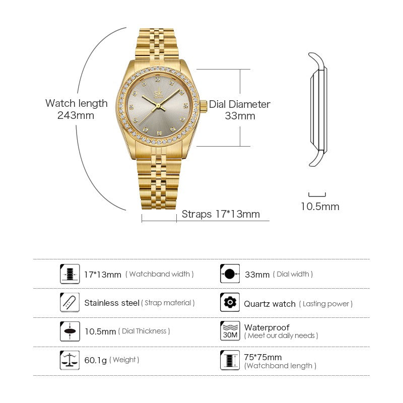 Women's Fashion Quartz Watch With Diamonds