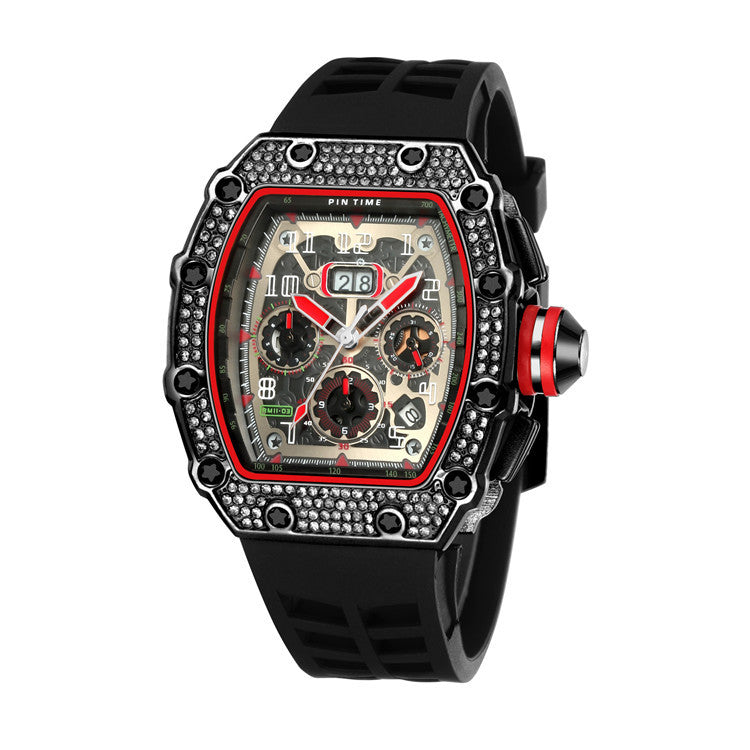 53 Men's Barrel Fashion Quartz Watch With Diamonds