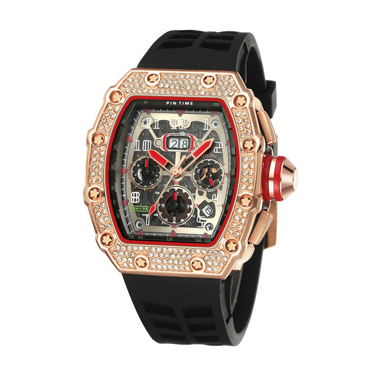 53 Men's Barrel Fashion Quartz Watch With Diamonds
