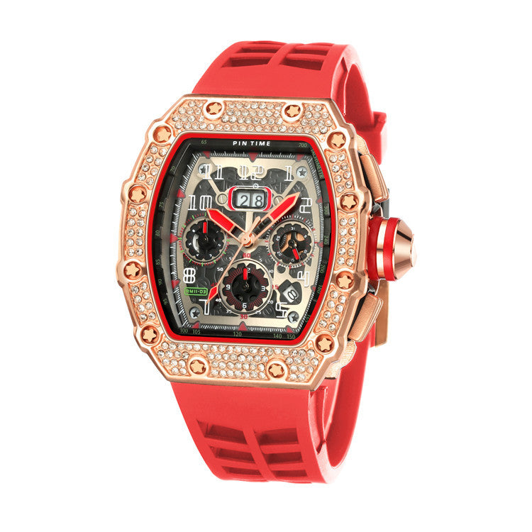 53 Men's Barrel Fashion Quartz Watch With Diamonds
