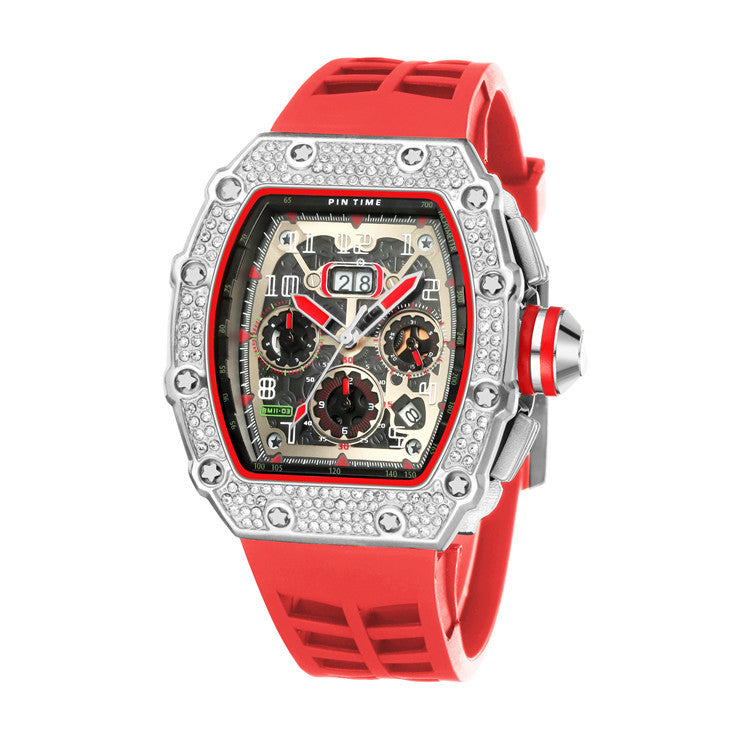 53 Men's Barrel Fashion Quartz Watch With Diamonds