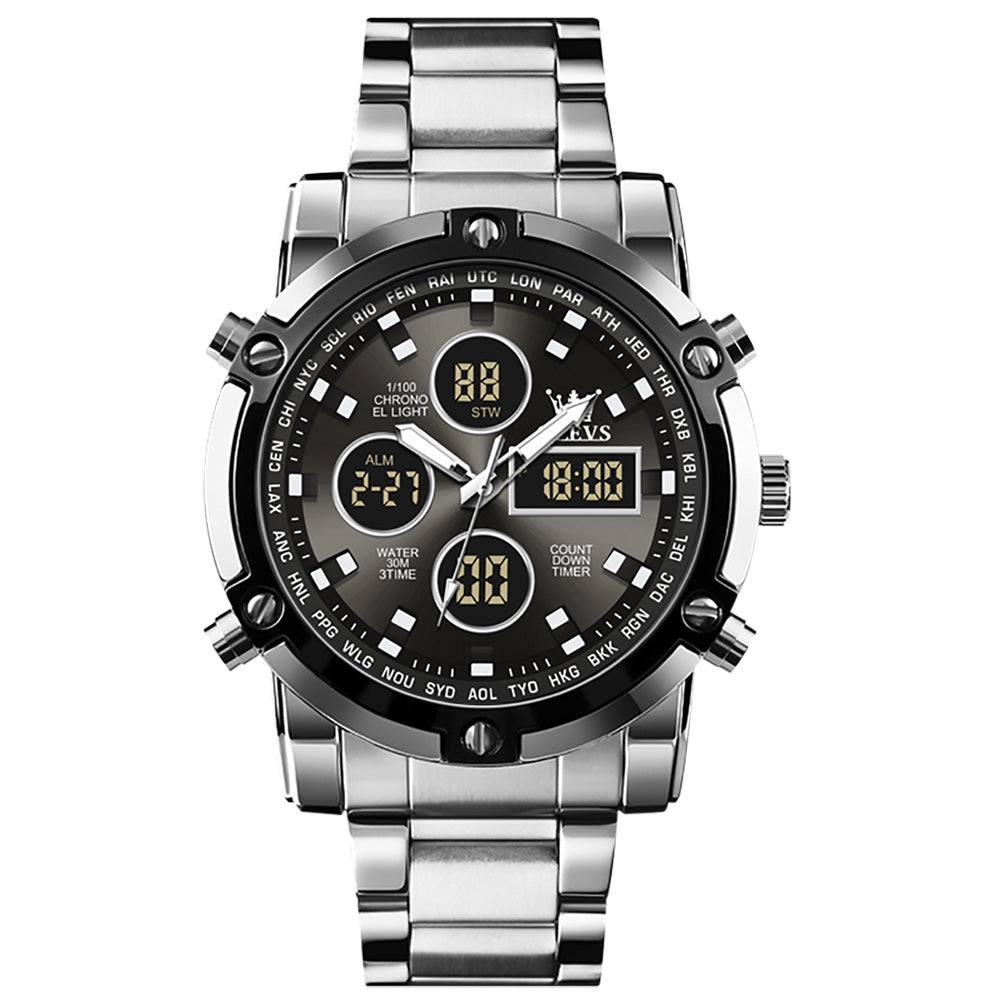 14 Men's Fashion Multifunctional Digital Watch With Metal Strap