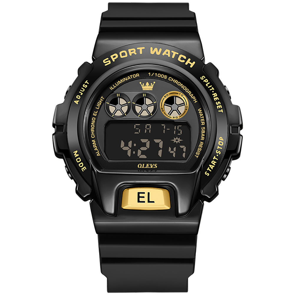 16 Men's Multifunctional Digital Watch With Rubber Strap