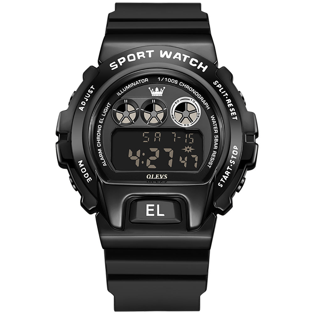 16 Men's Multifunctional Digital Watch With Rubber Strap
