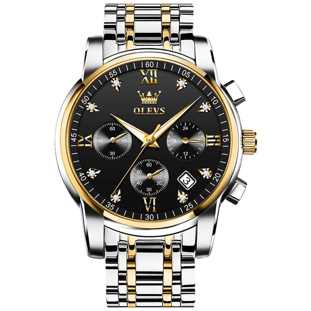 37 Men's Fashion Round Metal Chronograph Quartz Watch