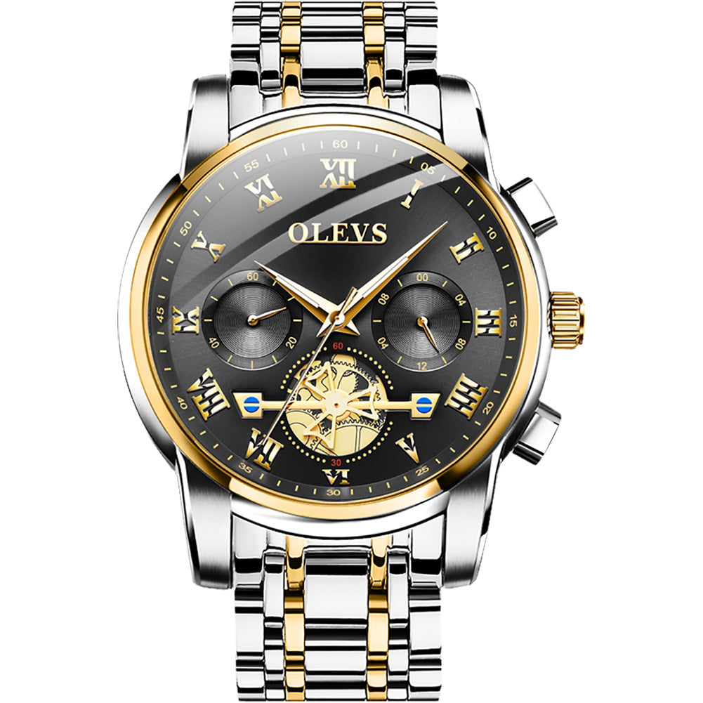 32 Men's Fashion Round Two Tone Metal Quartz Watch