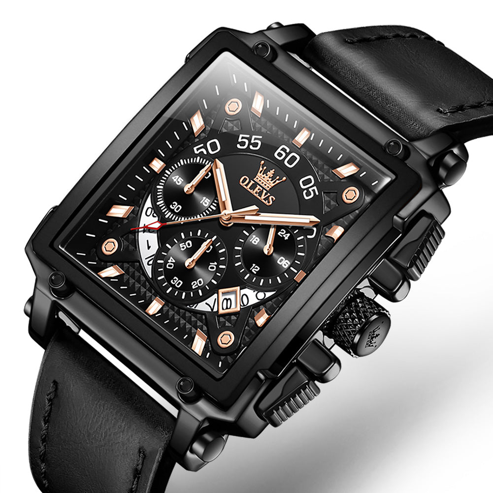 54 Men's Fashion Square Quartz Watch With Leather Band
