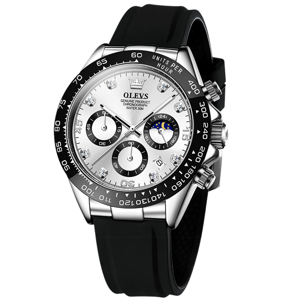 42 Men's Chronograph Quartz Watch With Silicone Strap