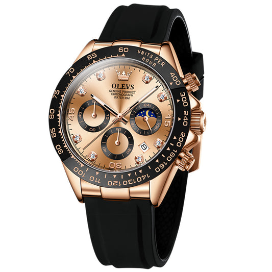 42 Men's Chronograph Quartz Watch With Silicone Strap