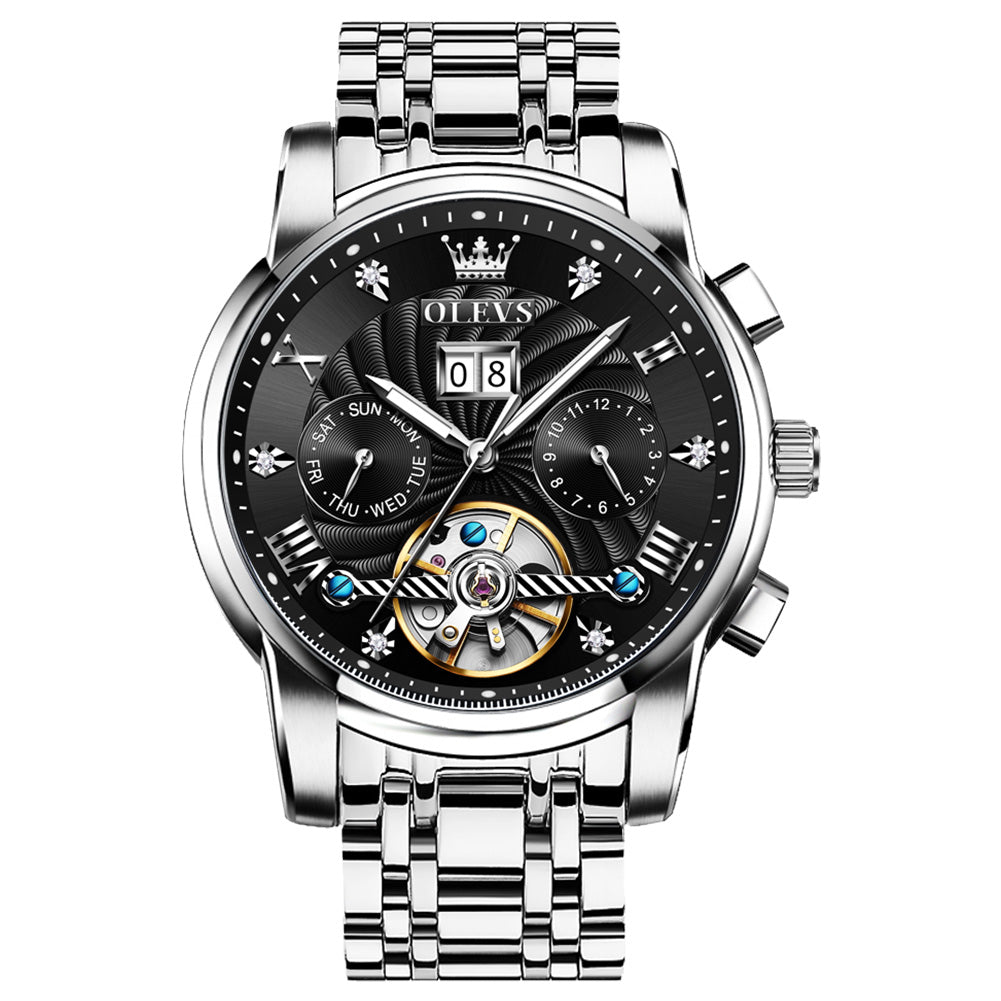 7 Men's Multi Functional Automatic Watch With Metal Strap