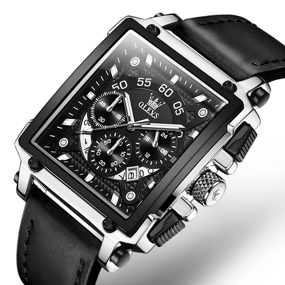 54 Men's Fashion Square Quartz Watch With Leather Band