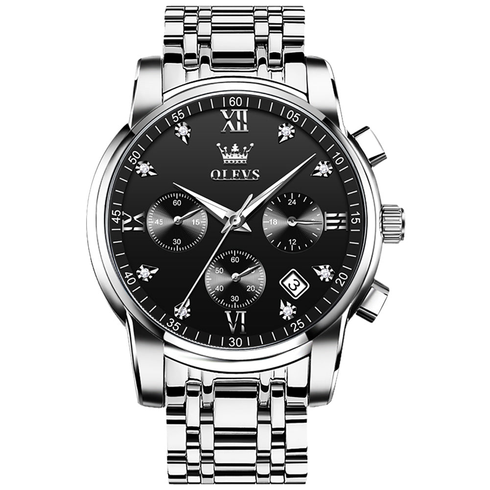 37 Men's Fashion Round Metal Chronograph Quartz Watch
