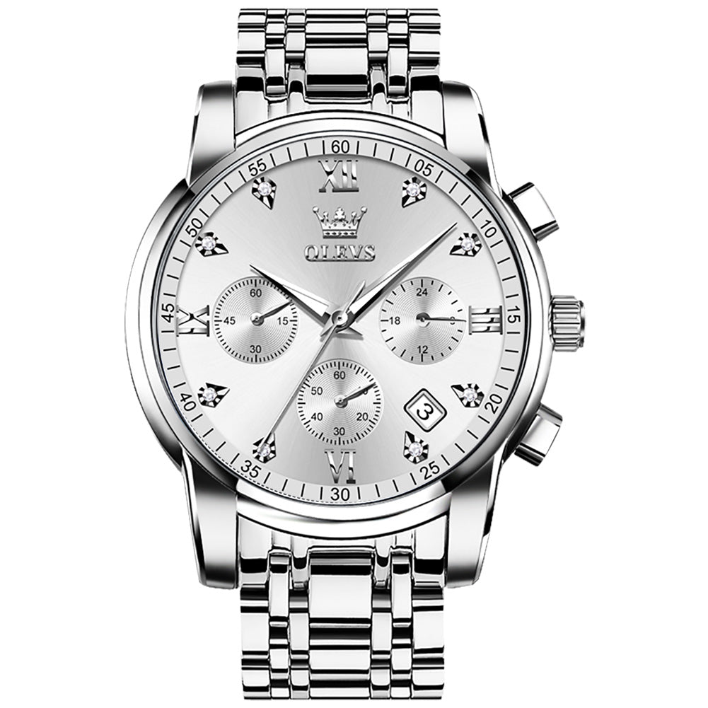 37 Men's Fashion Round Metal Chronograph Quartz Watch