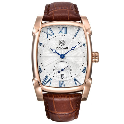 Men's Fashion Quartz Watch With Leather Strap