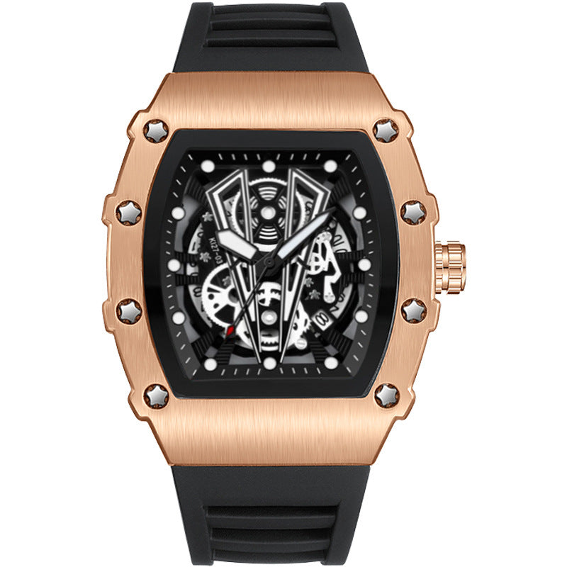 41 Men's Metal Quartz Watch With Adjustable Rubber Band
