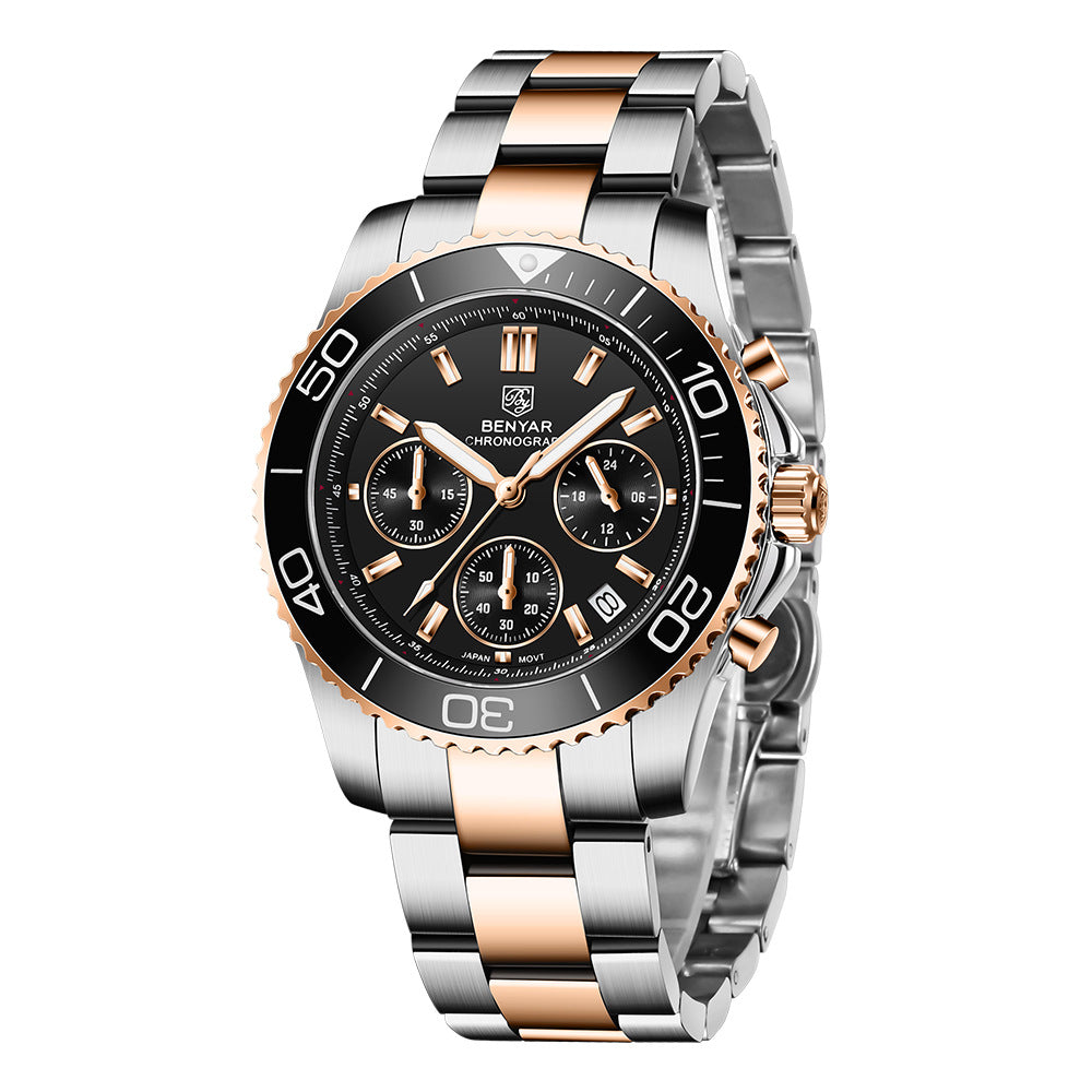52 Men's Two Tone Round Metal Quartz Watch