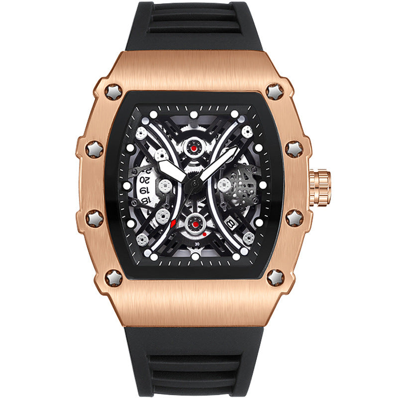 41 Men's Metal Quartz Watch With Adjustable Rubber Band