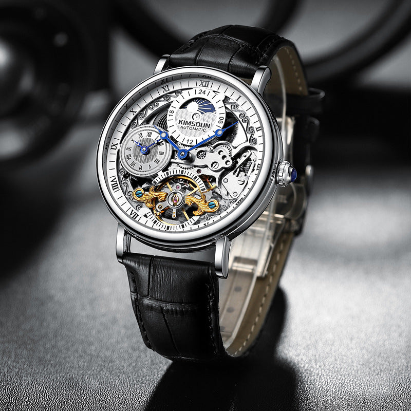 333 Men's Round Automatic Watch With Leather Band