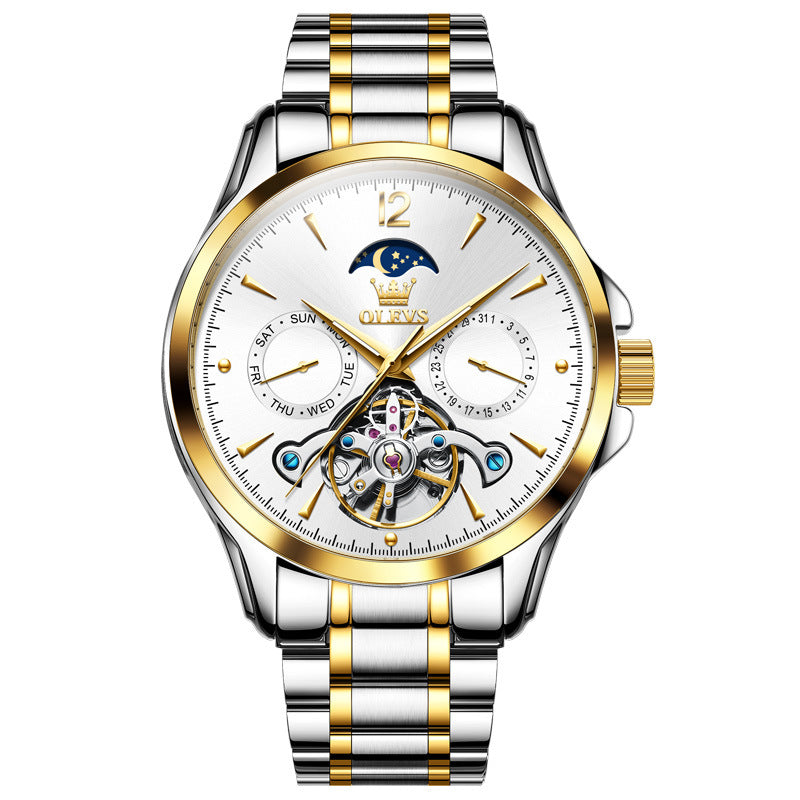 19 Men's Fashion Two Tone Metal Round Automatic Watch