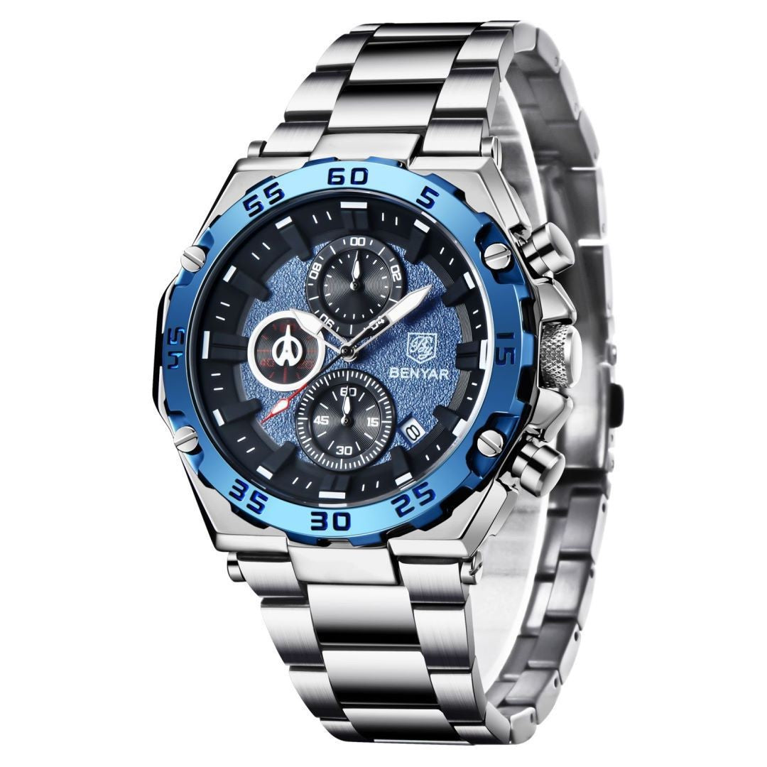 13 Men's Fashion Metal Strap Multi Dials Quartz Watch
