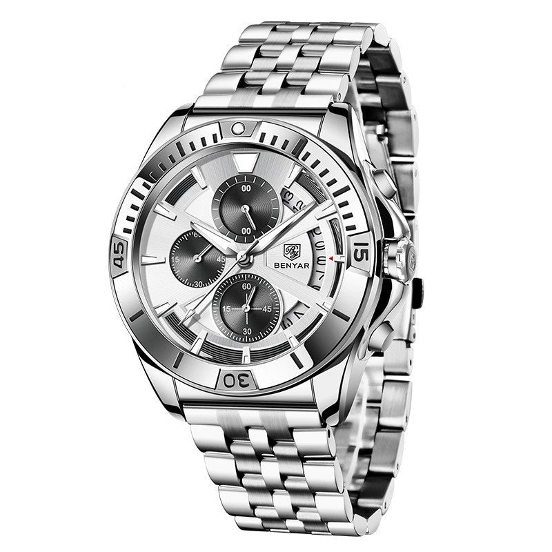 20 Men's Fashion Two Tone Round Metal Quartz Watch