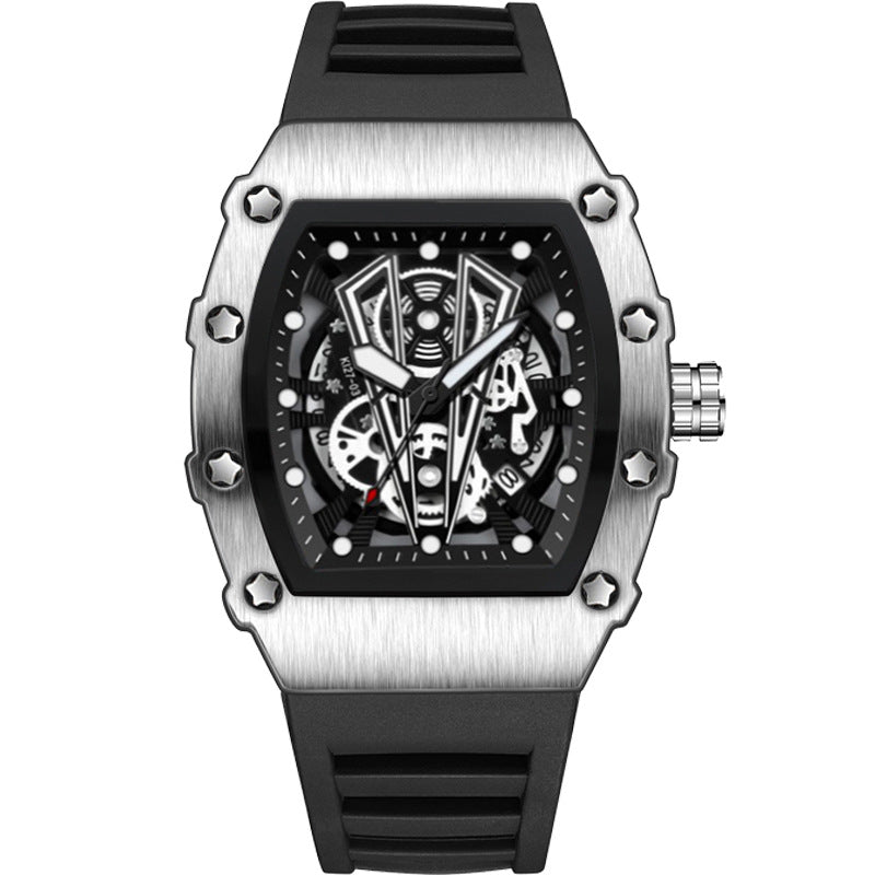 41 Men's Metal Quartz Watch With Adjustable Rubber Band