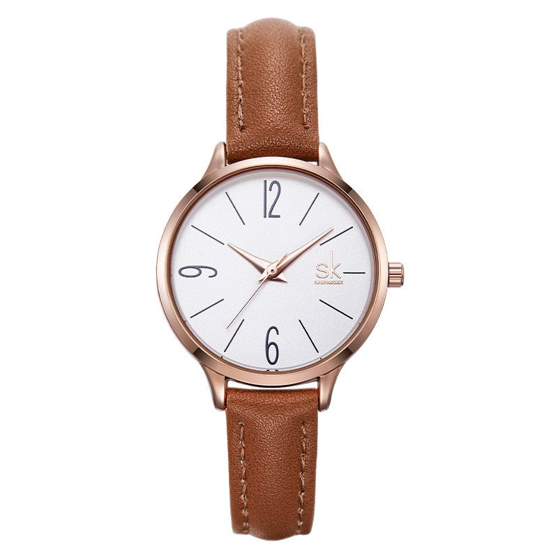 Women's Minimalism Quartz Watch With Leather Strap
