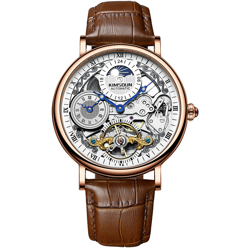 333 Men's Round Automatic Watch With Leather Band