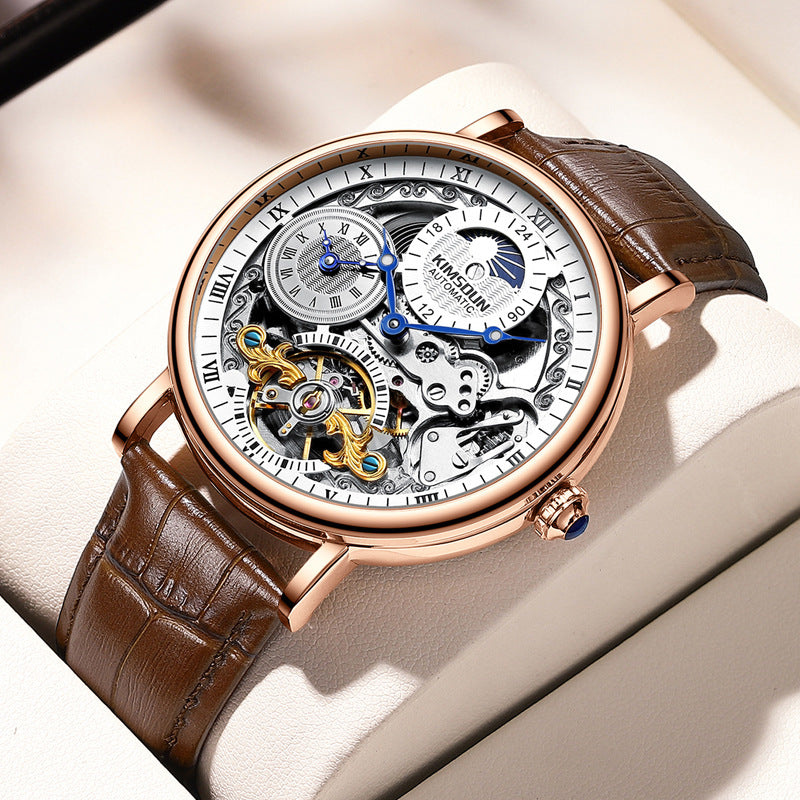 333 Men's Round Automatic Watch With Leather Band