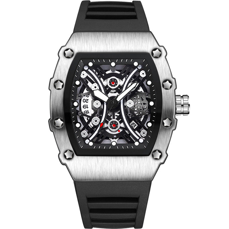 41 Men's Metal Quartz Watch With Adjustable Rubber Band