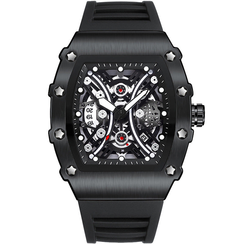 41 Men's Metal Quartz Watch With Adjustable Rubber Band