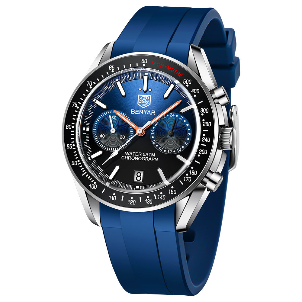 304 Men's Fashion Two Tone Round Metal Chronograph Quartz Watch