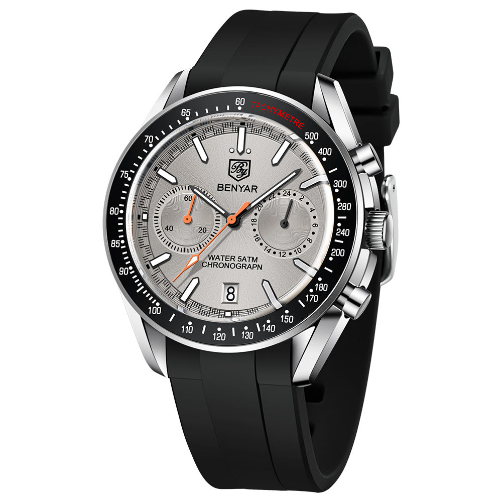 304 Men's Fashion Two Tone Round Metal Chronograph Quartz Watch