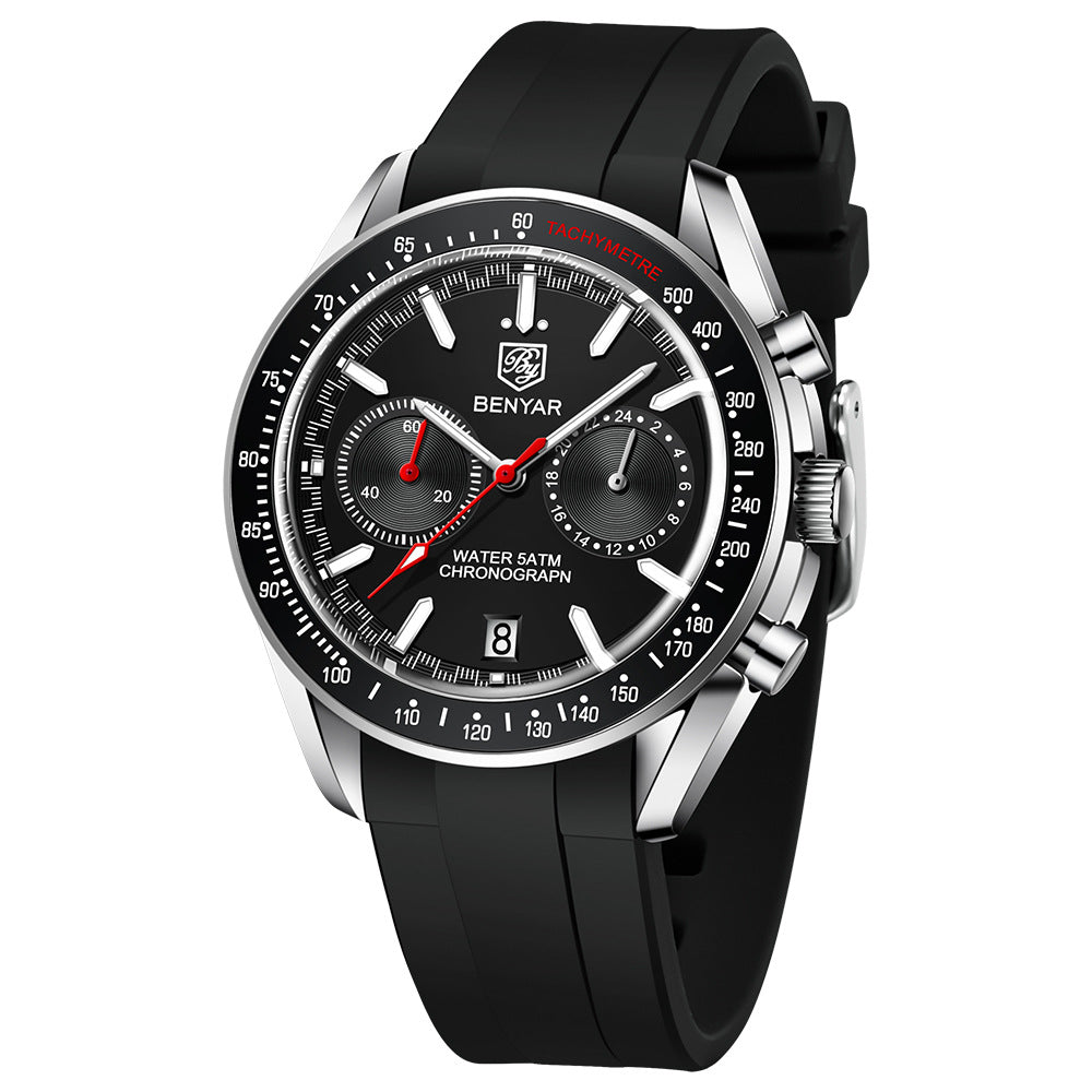 304 Men's Fashion Two Tone Round Metal Chronograph Quartz Watch