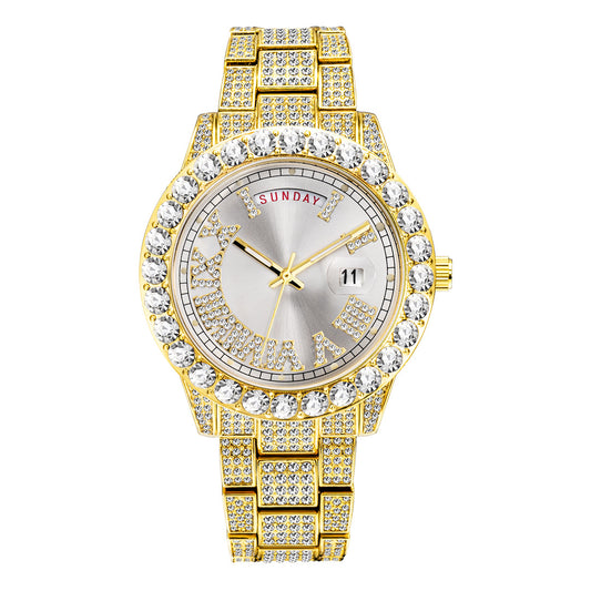 75 Men's Round Quartz Watch With Diamonds