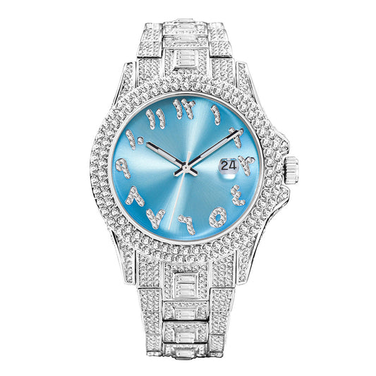 77 Men's Metal Quartz Watch With Diamonds
