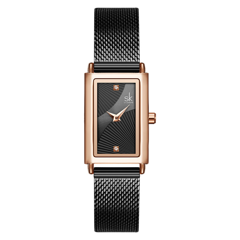 Women's Fashion Rectangle Quartz Watch With Mesh